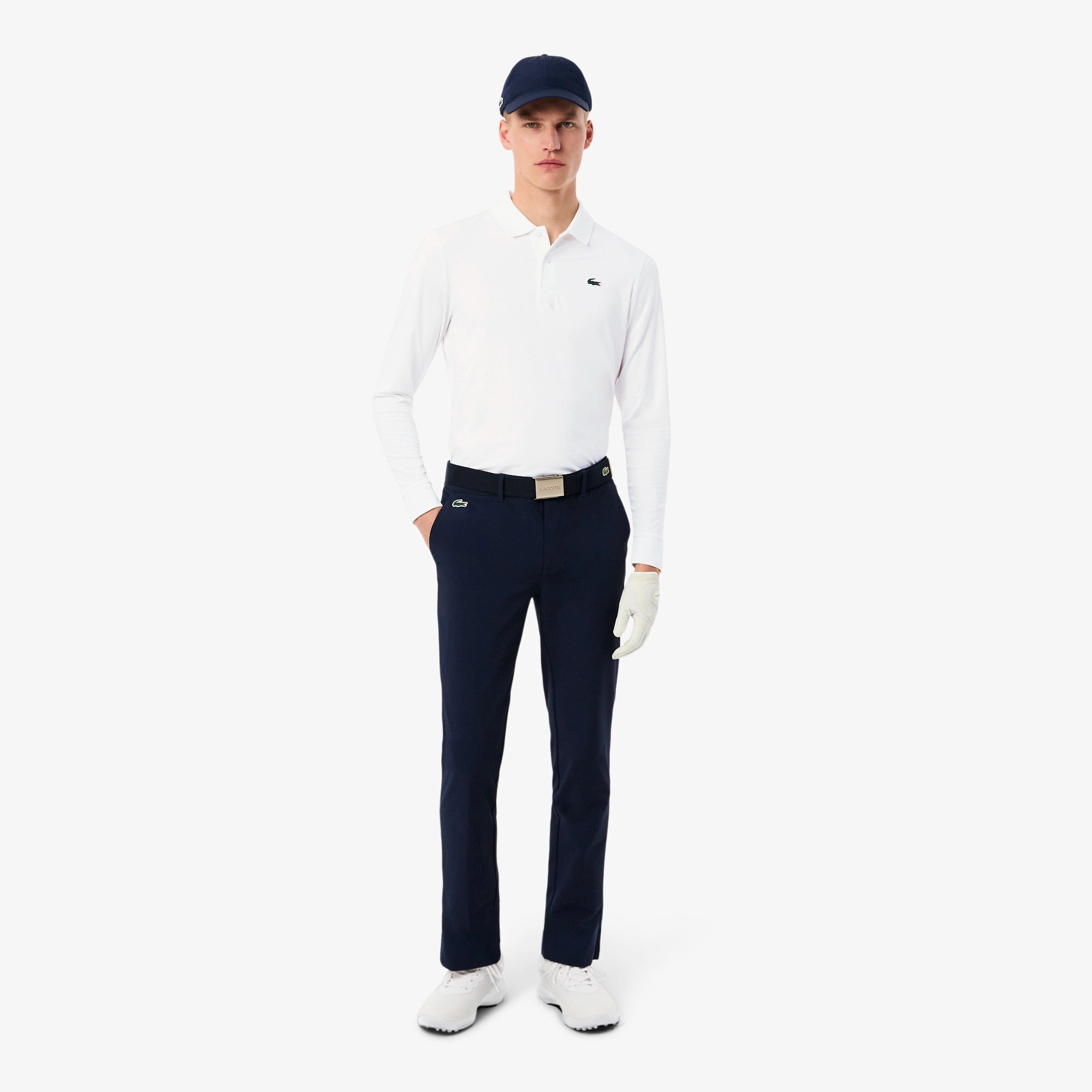 LACOSTE ホワイト ポロシャツ　長袖 LACOSTE（ラコステ） ポロシャツ ポロ ストレッチポロシャツ（長袖