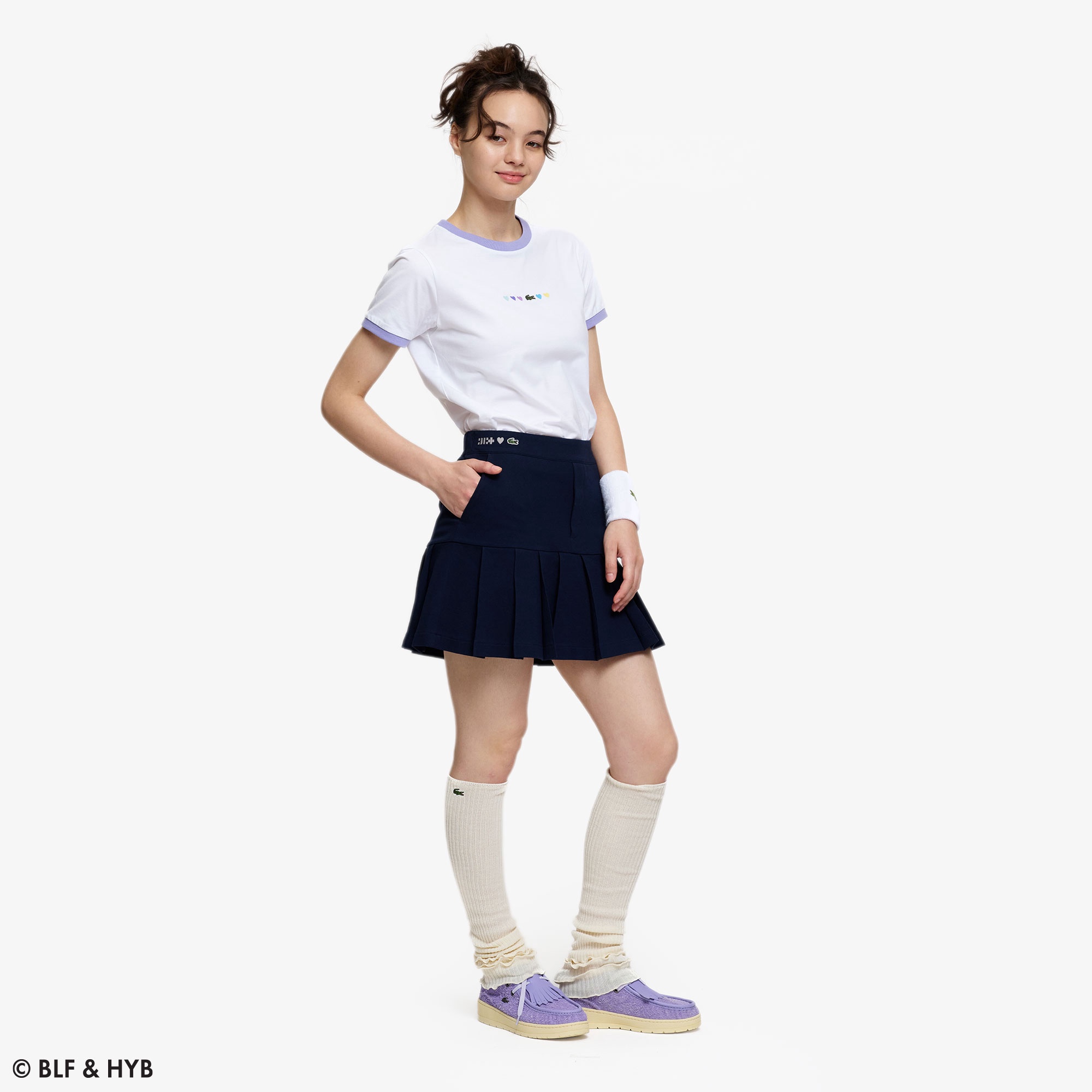 【未使用】Lacoste ホワイト プリーツミニスカート（XS） セール】コットンツイルプリーツテニススカート（スカート