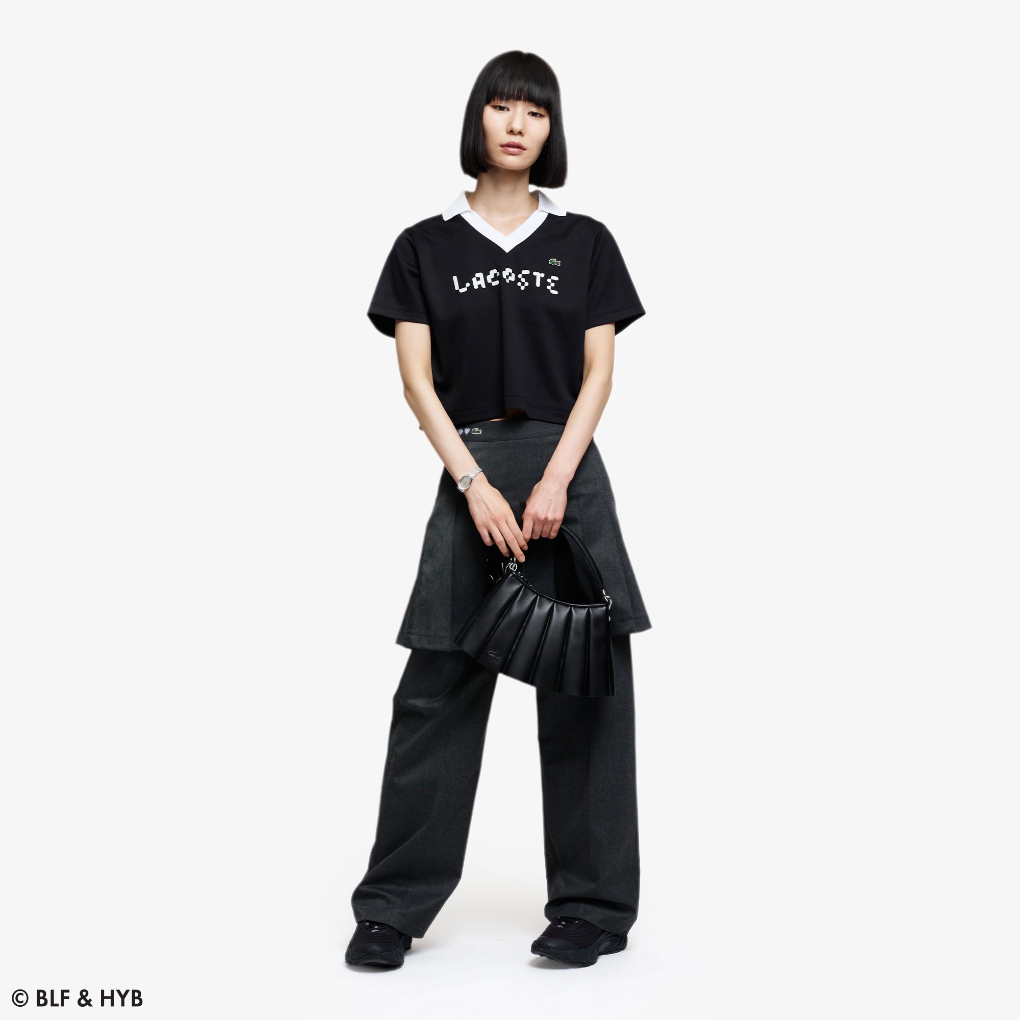 LACOSTE 厚盛りプリントクロップドゲーム ポロシャツ　ILLITコラボ 厚盛りプリントクロップドゲーム ポロシャツ KFIL01J - ラコステ