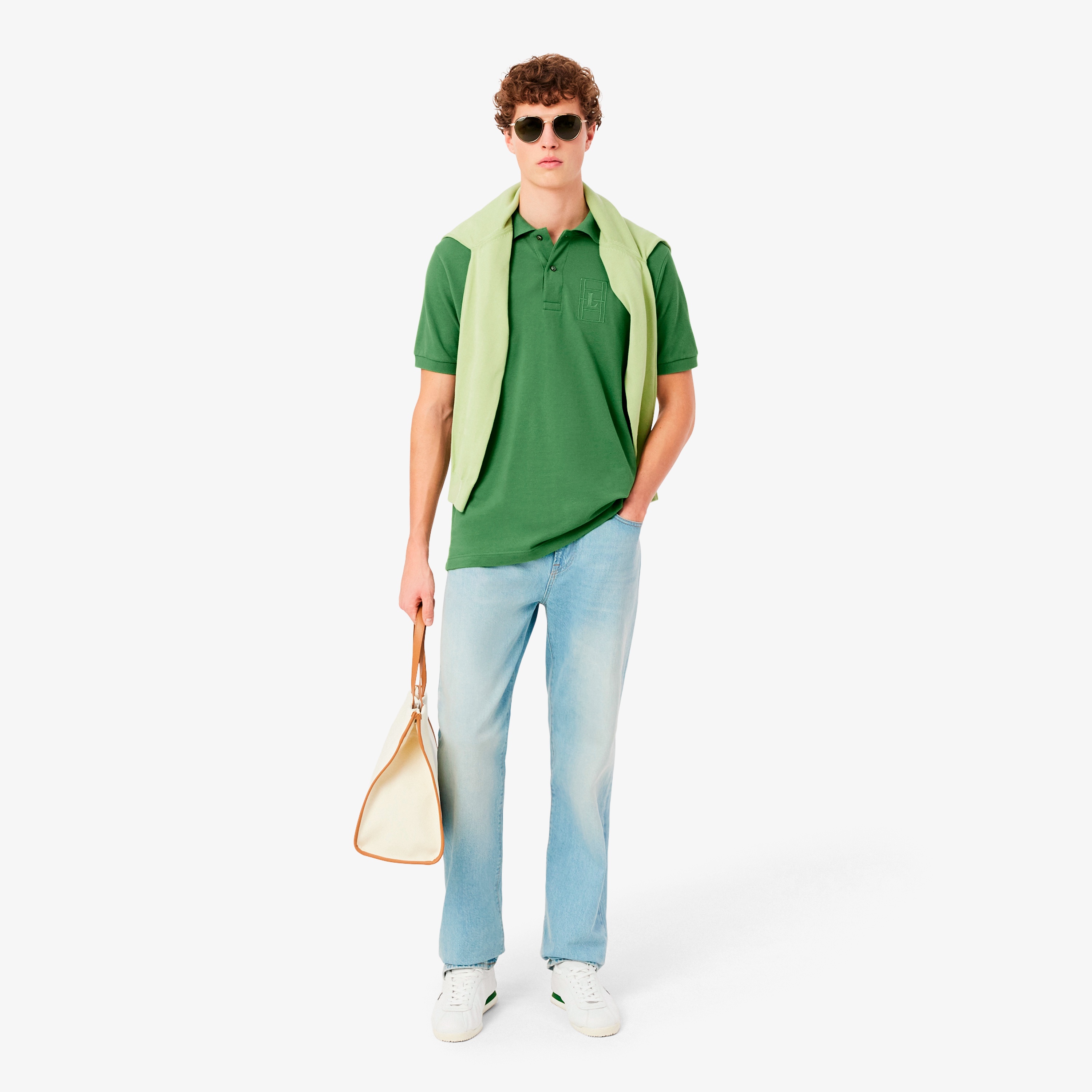 ★新品★LACOSTE　テニス　バイカラー　ポロシャツ　サイズ　XL テニスコートエンブロイダリー鹿の子地ポロシャツ PH1751 - ラコステ